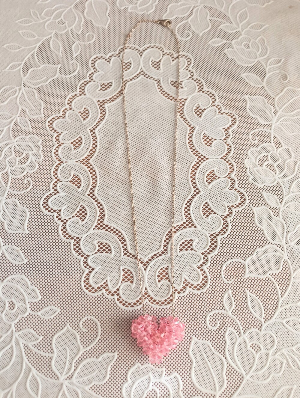 🩷Pink Swarovski Crystal Heart & Sterling Silver/925 Necklace🩷